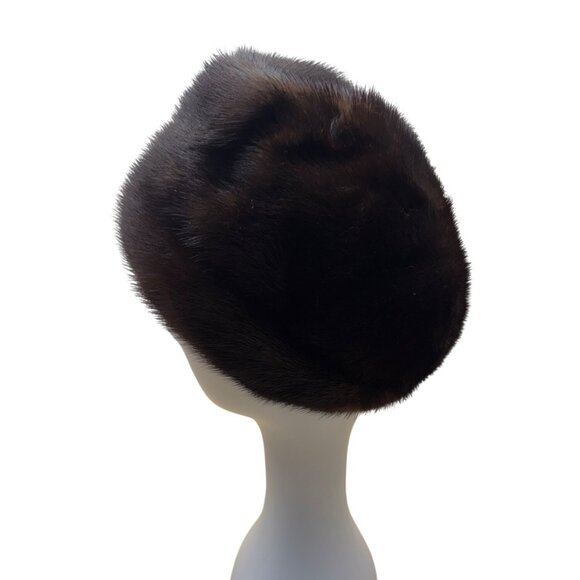 Vintage Amrose New York Brown Mink Fur Hat Satin Lining 22" Circ Winter Fashion - Picture 4 of 8